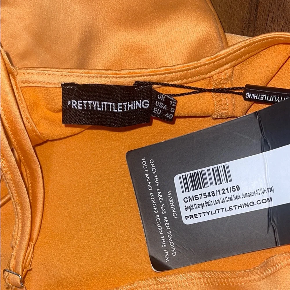 PrettyLittleThing Orange Spaghetti Strap Jumpsuit - Picture 5 of 6
